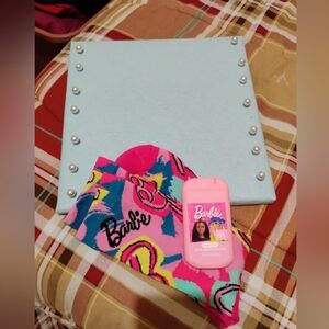 Barbie Socks and Hand Sanitizer With Tiffany Blue Cork Board And Pearl Push Pins